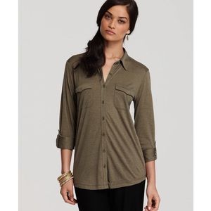Eileen Fisher Silk Cotton Jersey Button Down Top